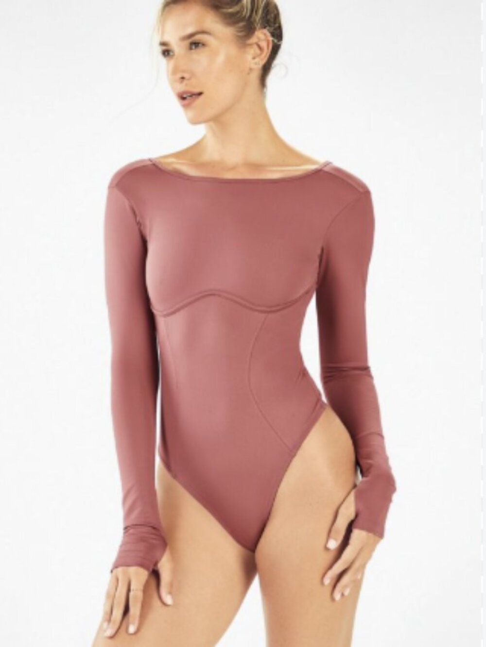 Fabletics Talia Bodysuit in dark rouge Medium NWT